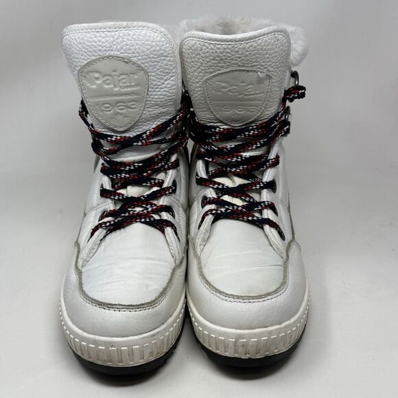 Pajar Canada Dala Winter Boots Womens 9 - 9.5 White Leather Faux Fur Waterproof - Picture 5 of 16